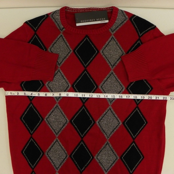 Geoffrey Beene Sweater Crew Neck Argyle Pullover - Picture 3 of 7